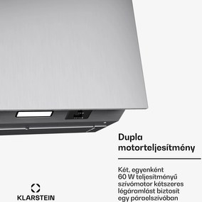 Klarstein Swift Square páraelszívó, beépített páraelszívó, 402 m³/h, EEK C, Elszívás/Recirkuláció, LED