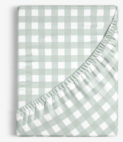 Goldea pamut gumis lepedő - zsálya színű kockás 200 x 200 cm