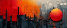 Kép - Absztrakt festmény a városról (120x50 cm)
