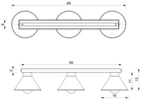 Spotlámpa DEMET 3xE27/60W/230V fekete/arany