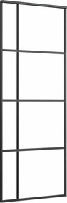 vidaXL fekete matt ESG üveg és alumínium tolóajtó 76x205 cm