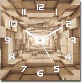 Üveg négyzet alakú falióra Fa alagút 30x30 cm