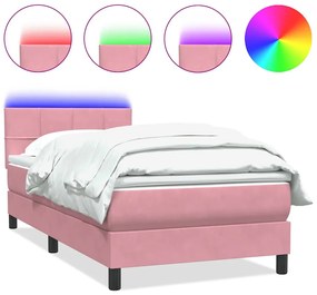 Box Spring ágy matraccal rózsaszín 100x220 cm bársony