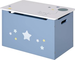 HOMCOM Fa Játékdoboz Pad Kék és Fehér Színben, Gyerekek Szobájába 55 x 34 x 35.5 cm | Aosom
