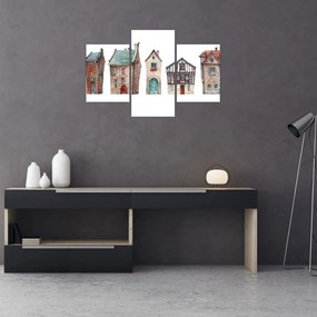 Kép - Akvarell házak (90x60 cm)