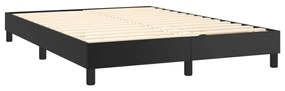 fekete műbőr rugós ágy matraccal és LED-del 140x200 cm