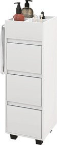 HOMCOM Fürdőszobai Szekrény 4 Felső Rekesszel, 3 Fiókkal és Törölközőtartóval Keskeny Terekhez, 35 x 30 x 90cm, Fehér | Aosom