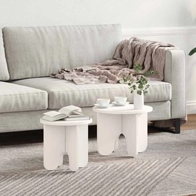 Dohányzóasztal 2 pcs Fehér 39.5 x 39.5 x 30 cm Tömör fenyőfa