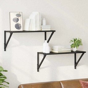 Falpolcok 2 pcs Fekete tölgy 60 x 25 x 25,5 cm Faanyag