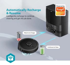 Nedis WIFIVCL002CBK - Intelligens robotporszívó felmosóval Wi-Fi Tuya fekete + távirányító