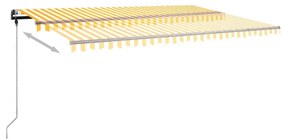 sárga-fehér kézzel kihúzható póznás napellenző 500 x 350 cm