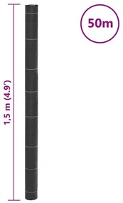 fekete PP talajtakaró membrán 1,5x50 m