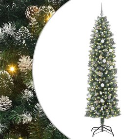 Mű Karcsú Karácsonyi Fa LED -es lámpákkal Zöld 240 cm PVC