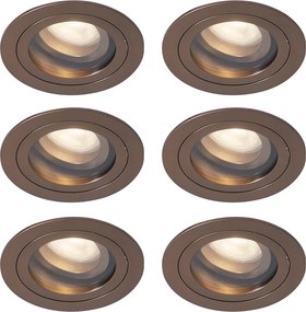 6 darabos modern süllyesztett spotlámpa készlet sötét bronz színben, forgatható és dönthető IP44 - Chuck