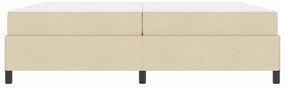 Boxrugós ágy Krém és fekete 200 x 200 cm Textil és mérnöki fa