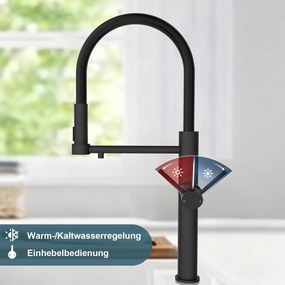 Mosogatócsaptelep ELITE EDITION KF1730 kihúzható zuhanyfejjel, szűrtvíz-kivezetéssel, több színben — Szálcsiszolt nikkel