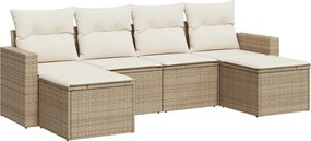 vidaXL 6 részes bézs polyrattan kerti ülőgarnitúra párnával
