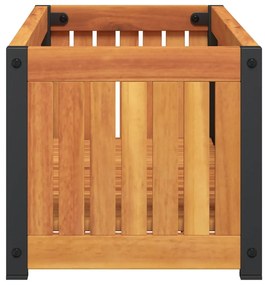 tömör akácfa és acél kerti virágtartó 80 x 30 x 27,5 cm