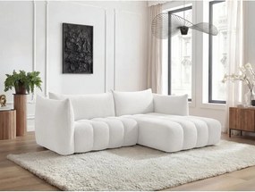 Fehér buklé sarokkanapé (jobb oldali-heverő résszel) Azra – Bobochic Paris