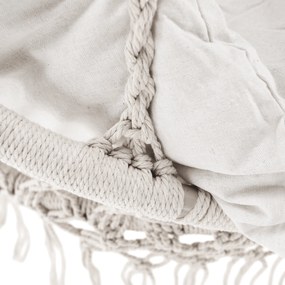 Függő hintaszék bojtokkal, fehér, DELUS