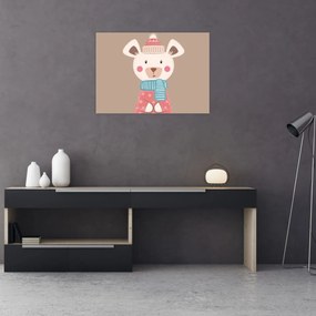 Üveg kép - Egér sállal (70x50 cm)