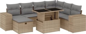 vidaXL 8 részes bézs polyrattan kerti ülőgarnitúra párnával
