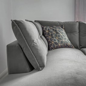 Stylish Stan L világosszürke kinyitható bársony sarokkanapé, bal oldali - Miuform