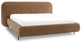 Okkersárga kárpitozott ágyneműtartós franciaágy ágyráccsal 160x200 cm Pointt – ELTAP