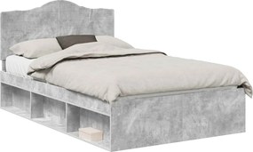 vidaXL Ágykeret fejtámlával Beton 120 x 200 cm Tömör fenyőfa