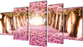 vidaXL Nyomtatott vászon falikép szett cseresznyevirágzás 200 x 100 cm