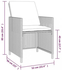 vidaXL 9 részes szürke polyrattan kerti étkezőgarnitúra párnákkal