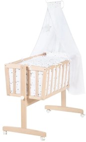 Natúr színű bükkfa gurulós-baldachinos bölcső 40x90 cm – Roba
