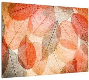 Festett őszi levelek képe (üvegen) (70x50 cm)