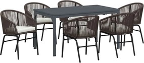 vidaXL Kert étkező szett 7 pcs Barna polirattan