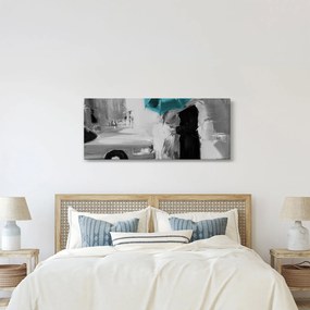Kép - Szerelmes pár esernyővel, kék (120x50 cm)
