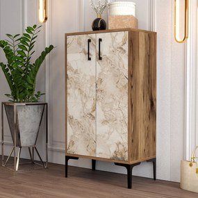 Cipőtároló Prag - Diós, Fehér Marble