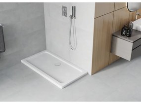 Mexen SLIM - Négyszögletű zuhanytálca 130x70x5cm + króm szifon, fehér, 40107013