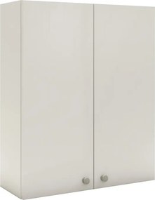 Zaria 2 ajtós fali fürdőszobai szekrény, Fényes fehér / Fehér, MDF, 60 x 22 x 72 cm