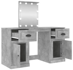 betonszürke fésülködőasztal LED-del 130 x 50 x 132,5 cm
