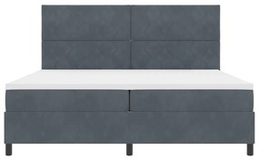 Boxspring Ágy Matrac Kivilágítással Szürke 200x200 cm Bársony