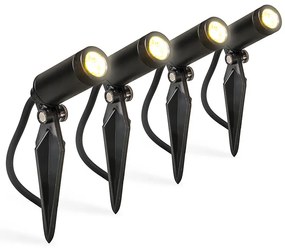 4 db fekete kerti reflektor készlet LED-del IP68 - Garly