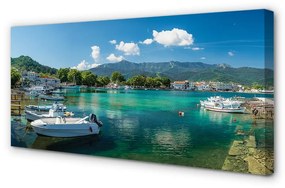 Canvas képek Görögország Marina tenger hegyek 120x60 cm