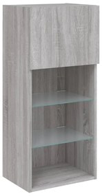 szürke sonoma színű TV-szekrény LED-lámpákkal 40,5x30x90 cm