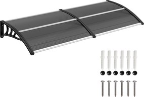 Outsunny Külső Napellenző Ajtókhoz és Ablakokhoz 196x75 cm Nap és Eső Ellen Polykarbonát Borítással Fekete Alumínium Támogatással | Aosom