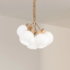 Zsinóros csillár LOOMIS 3xE27/15W/230V 83 cm bézs/tölgy