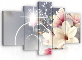 Vászonkép 5 Részes Virágok Magnólia Vászon Fal Hálószoba 170x100