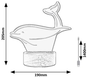 Rabalux 76002 - AKALI LED gyerek asztali lámpa LED/2W/5V 3000K delfin bükk