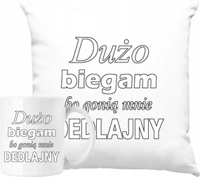 Bögre Szett Párna Sokat futok, mert üldözik a dedikált Ajándék ötlet