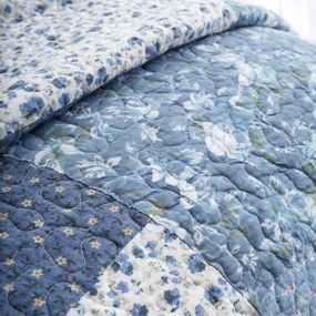 Kék pamut steppelt ágytakaró 220x230 cm Floral Patchwork – Bianca