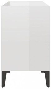 magasfényű fehér TV-szekrény fémlábakkal 69,5 x 30 x 50 cm